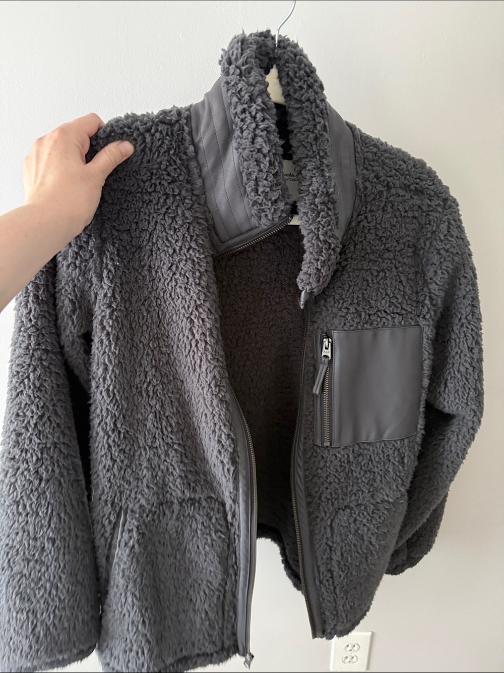 Abercrombie & Fitch Sherpa Jacket with Leather accents